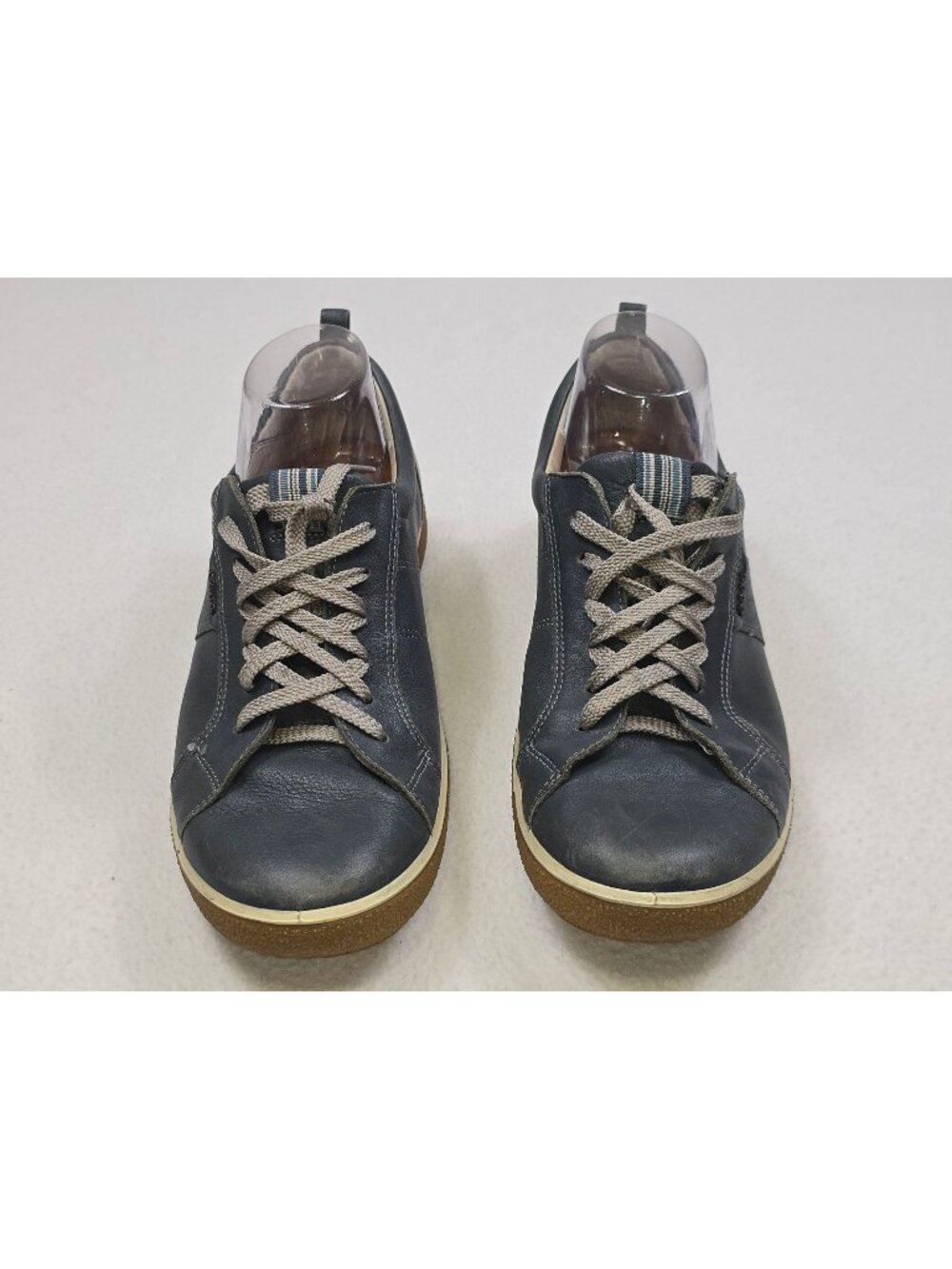 Ecco Mens Leather Lace-Up Casual Sneakers Size 41 Blue & Brown